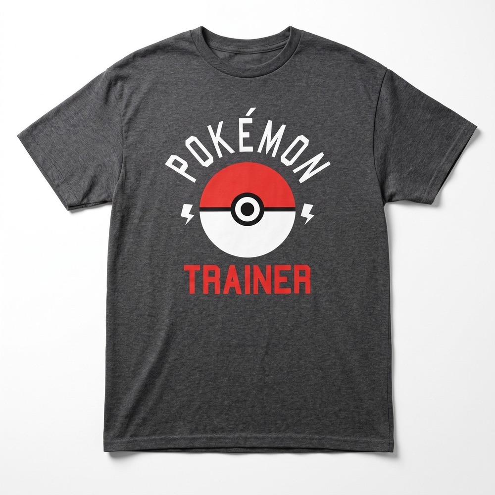 Pokemon Trainer Gray Graphic T-Shirt L Mens Vintage Athleisure Short Sleeve Tee